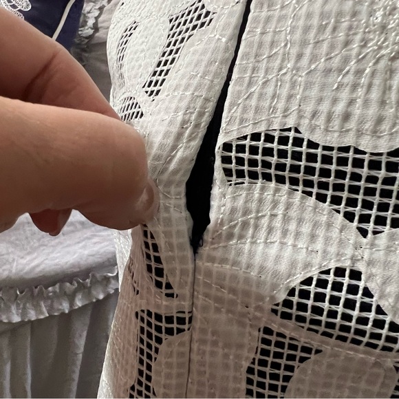 NWT Katherine Kelly “Mackenzie Dress” Ivory/Navy Exquisite Stitched Overlay Sz 2 - Picture 13 of 15